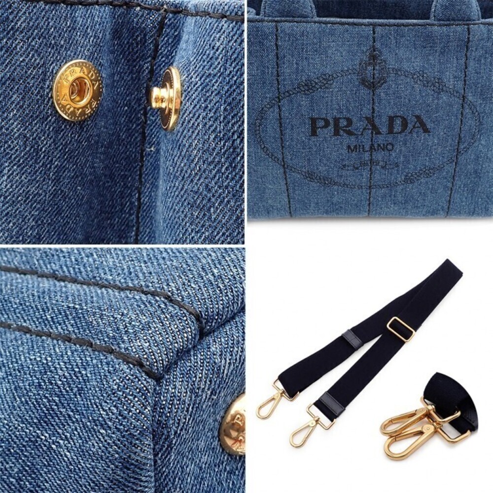 PRADA Canapa bag handbag shoulder denim blue - Picture 9 of 10